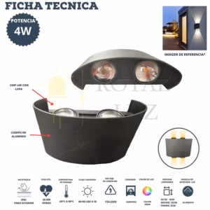 Lámpara aplique de pared ojo de lupa 4 luces — imagen 2