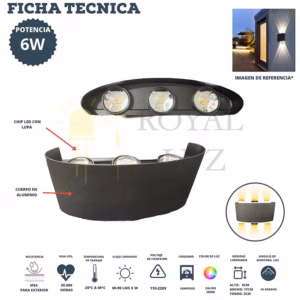 Lámpara aplique de pared ojo de lupa 6 luces — imagen 2