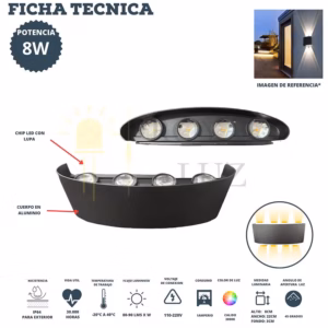 Lámpara aplique de pared ojo de lupa 8 luces — imagen 2