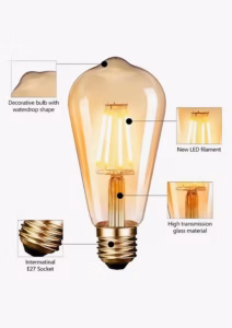Bombillo vintage diamante 4 W luz cálida — imagen 2