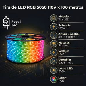 Cinta LED 110 V RGB 5050 rollo de 100 metros — imagen 2