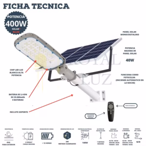 Lámpara solar 400 W P. A. — imagen 2