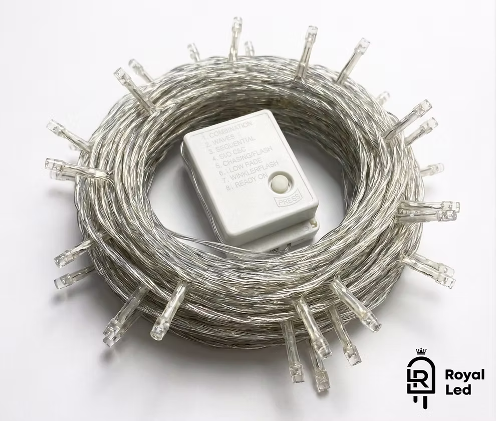 Luz de navidad lineal 8 metros 100 LED cable blanco