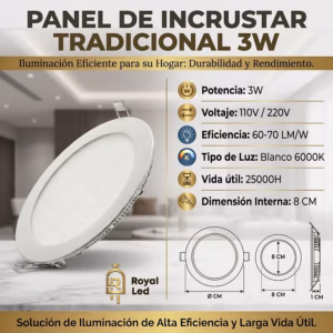 Panel incrustar tradicional 3 W — imagen 2