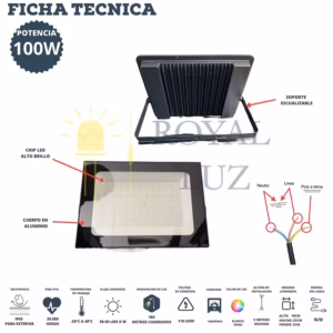 Reflector LED 100 W luz blanca — imagen 2