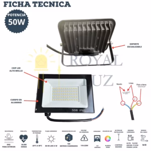 Reflector LED 50 W luz blanca — imagen 2