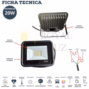 Reflector LED 20 W luz cálida — imagen 2