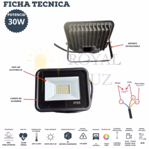 Reflector LED 30 W luz cálida — imagen 2