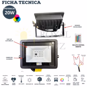 Reflector LED 20 W luz RGB — imagen 2