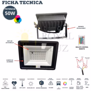 Reflector LED 50 W RGB — imagen 2